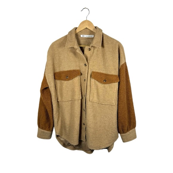 12th Tribe Tan and Brown Teddy Jacket - Picture 4 of 10